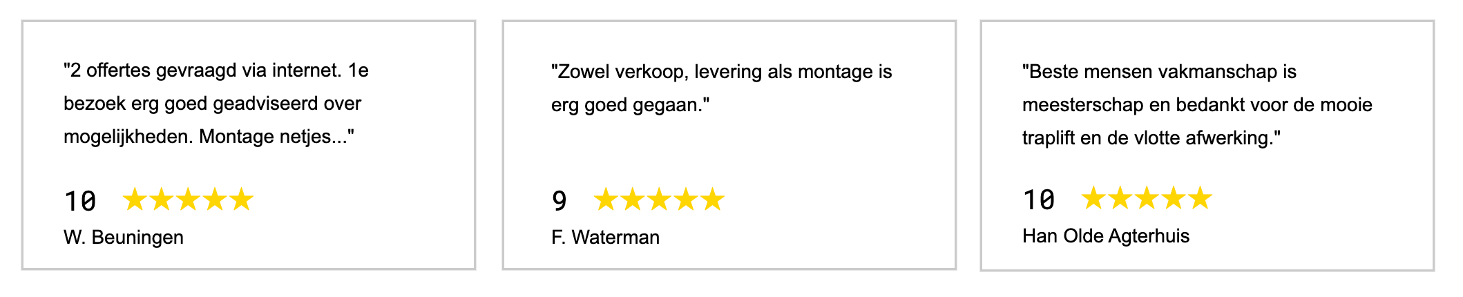 Reviews van bestaande TKE klanten